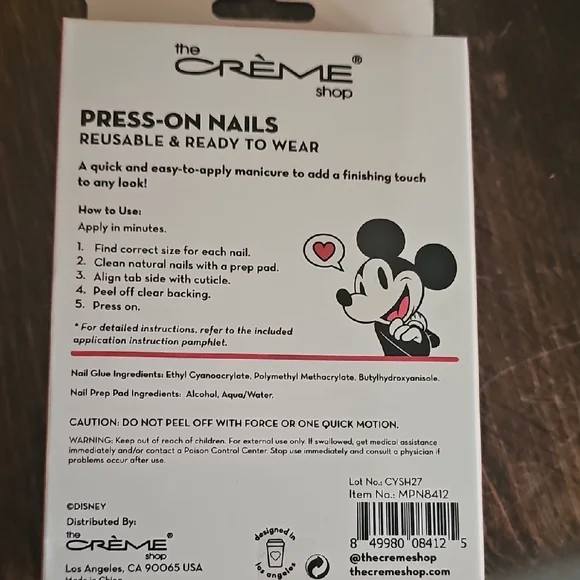 The Crème Shop Disney Mickey Mouse Press-On Nails - Red, Black, Gold, White - Picture 3 of 3